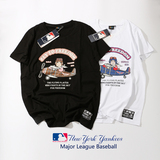 新款MLB短袖t恤 女夏季NY卡通飞机印花棒球衫纯棉宽松情侣装半袖