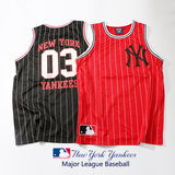 MLB篮球衣NY印花无袖3号篮球背心宽松休闲街头棒球背心BF大码球衣