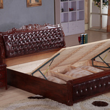 新古典橡木床简欧实木床白色大床双人床2米2.2米美式乡村高箱储物