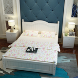 实木床 床 欧式白色松木床双人床1.8米 简约现代地中海床 儿童床