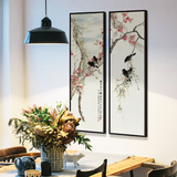 餐厅装饰画新中式客厅壁画现代花鸟双联挂画 谢君哲工笔国画