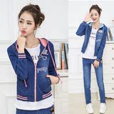 青少年秋装韩版少女休闲运动服套装高初中学生卫衣三件套14-16岁