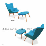 北欧布艺设计师实木沙发椅现代休闲时尚日式小熊椅花瓣格兰特单人