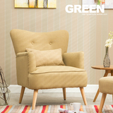 北欧单人沙发椅 卧室客厅咖啡厅现代个性休闲沙发 美式布艺沙发