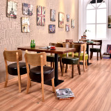 北欧复古西餐厅卡座桌椅组合 奶茶店咖啡店音乐吧椅子 实木圆椅