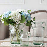 玻璃花瓶大号透明客厅小号插花桌面摆设水培气泡蓝色玻璃花瓶欧式