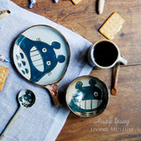 碗碟勺动漫卡通碗套装陶瓷创意可爱家用儿童小碗饭碗手绘龙猫餐具