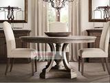 欧式实木餐桌 美式古典西式 法式怀旧圆餐桌椅高级餐厅会所酒店