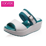 IIXVIIX夏季新款中跟厚底色拼接搭扣拖鞋女鞋SN42112153