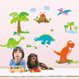 外贸款卡通侏罗纪恐龙墙贴纸创意儿童房卧室幼儿园布置可移除贴画