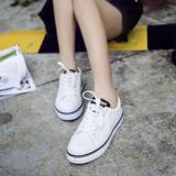 秋冬小白鞋36码韩版系带休闲鞋白色平底单鞋子板鞋女学生运动鞋40