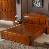 中式全实木床橡胶橡木床 1.8米双人婚床高箱床储物抽屉床雕花家具