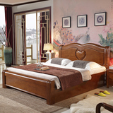 实木床1.8米双人床橡木床 现代简约中式全实木高箱储物床拼接大床