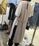 FST韩版夏季背心中长款宽松修身腰带薄款女外套雪纺西装马甲开衫