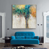 定制三联欧式手绘抽象油画生命之树玄关客厅沙发背景墙装饰画挂画