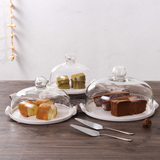 欧式陶瓷蛋糕盘下午茶点心盘玻璃盖蛋糕托盘客厅水果盘带盖蛋糕架