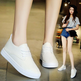 韩国文艺小白鞋女学生韩版系带复古英伦尖头小皮鞋白色平底女单鞋