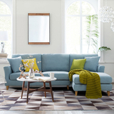 北欧宜家简约现代几何蓝灰色格子欧式长方形客厅茶几卧室床边地毯
