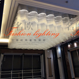 长方形大厅灯具菱形工程水晶灯定做波浪造型售楼部沙盘水晶吊灯