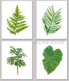 美式北欧现代简约水彩叶子绿色植物装饰画画心可定制组合画芯画布