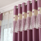 简约韩式风紫色卧室婚房遮光布料定制涤棉纯色客厅落地窗窗帘成品