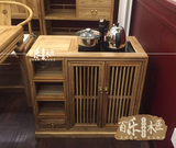 新中式实木茶水柜茶楼烧水柜 禅意茶室边柜茶水柜老榆木免漆家具