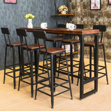 美式铁艺复古实木吧桌酒吧桌高脚桌西餐厅餐桌休闲咖啡厅桌椅组合