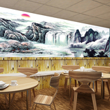 3D山水国画定制 办公室背景山水画装饰 中式商业背景墙画3D山水画
