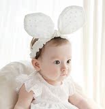 新款韩版宝宝儿童发饰可爱棉布立体大兔耳朵婴儿发带头饰弹力头带
