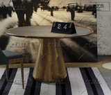北欧纯实木圆形餐桌 复古原木大圆桌子简约个性 设计师创意家具