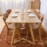 咖啡厅桌椅创意餐桌拐脚餐桌橡木桌原木桌家具住宅快餐桌椅