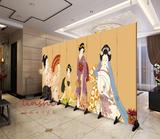 日式侍女图现代客厅时尚屏风 复古折叠玄关隔断 卧室布艺折屏