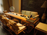 现货老榆木免漆家具茶桌椅组合全实木新中式茶台榆木家具环保北京