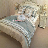 欧式床上用品欧式美式样板间床品 高档家纺床品套件豪华大气蓝色
