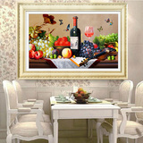 蒙娜丽莎5D钻石画满钻客厅红酒杯十字绣新款水果画钻石绣欧式餐厅