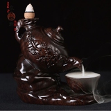 黑檀木雕茶壶倒流香炉红木质摆件茶道佛具创意礼品檀香沉香香薰炉