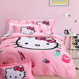 纯棉卡通kitty凯蒂猫三/四件套全棉儿童床单被套床上用品1.5m春夏