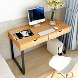 双抽屉电脑桌钢木台式桌家用办公桌学生写字台书桌简约现代电脑桌