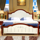 地中海床全实木床1.8橡木 双人储物婚床1.5米现代韩式儿童床白色