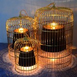新中式鸟笼吊灯创意个性餐厅灯铁艺咖啡厅现代电镀金色简约吊灯
