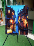 新品大幅数字油画威尼斯水城小镇城市夜景diy手绘风景客厅装饰画