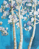 新品花卉数字油画DIY手绘玉兰花风景树木客厅大幅填色画装饰画
