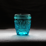 出口欧式复古彩色浮雕玻璃杯 水杯果汁咖啡杯子 无铅水晶透明茶杯