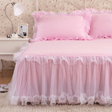全棉蕾丝床裙单件纯棉公主床罩床套夹棉加厚床垫防滑保护套特价