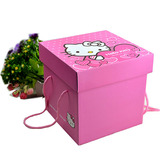 韩式礼盒 正方形hello kitty猫礼品盒 生日回礼包装盒手提纸盒子