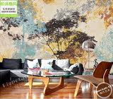 森林印象现代抽象树林树叶油画背景墙墙纸客厅壁画无缝无纺布壁纸