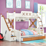 高低床双层床地中海儿童床上下床公主床带书桌衣柜组合家具1.5米