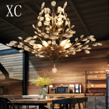 美式水晶吊灯客厅卧室餐厅田园乡村地中海北欧复古欧式铁艺树枝灯