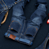 2016春季新款LEEPU'S男士牛仔裤青年直筒修身商务蓝色牛仔长裤子