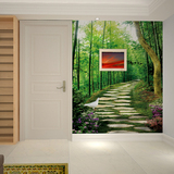 无缝大型壁画3d立体竹林风景绿色护眼电视客厅玄关背景墙纸 壁纸